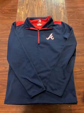 MLB Genuine Merchandise Atlanta Braves 1/4 Zip Pullover Size S Blue Red